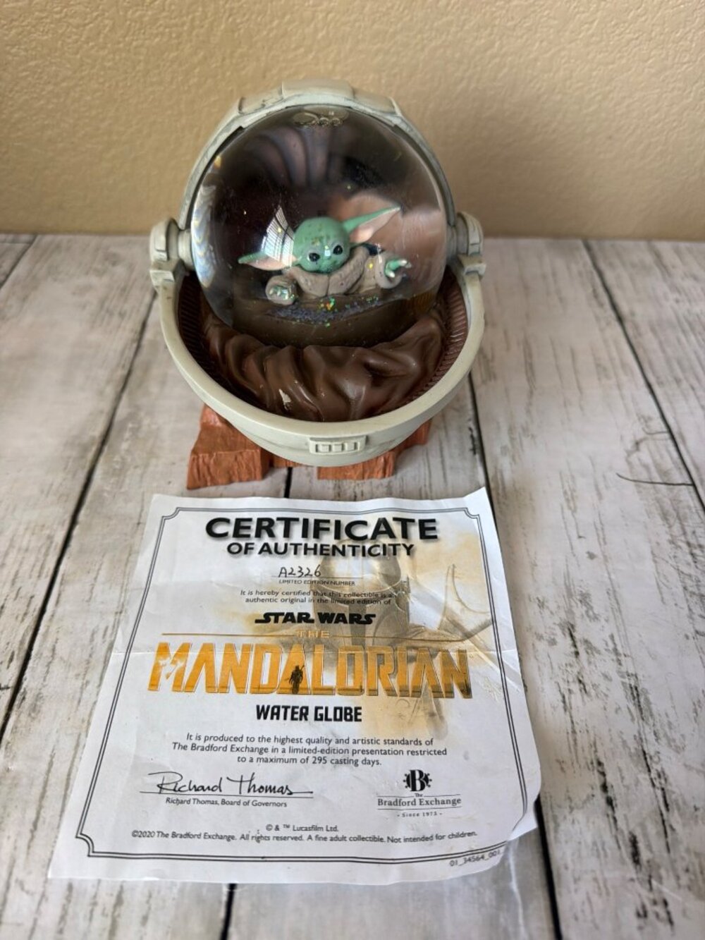 Star Wars Mandalorian Grogu Lot Bradford Exchange Clock & Water Globe w/COA - Picture 3 of 16